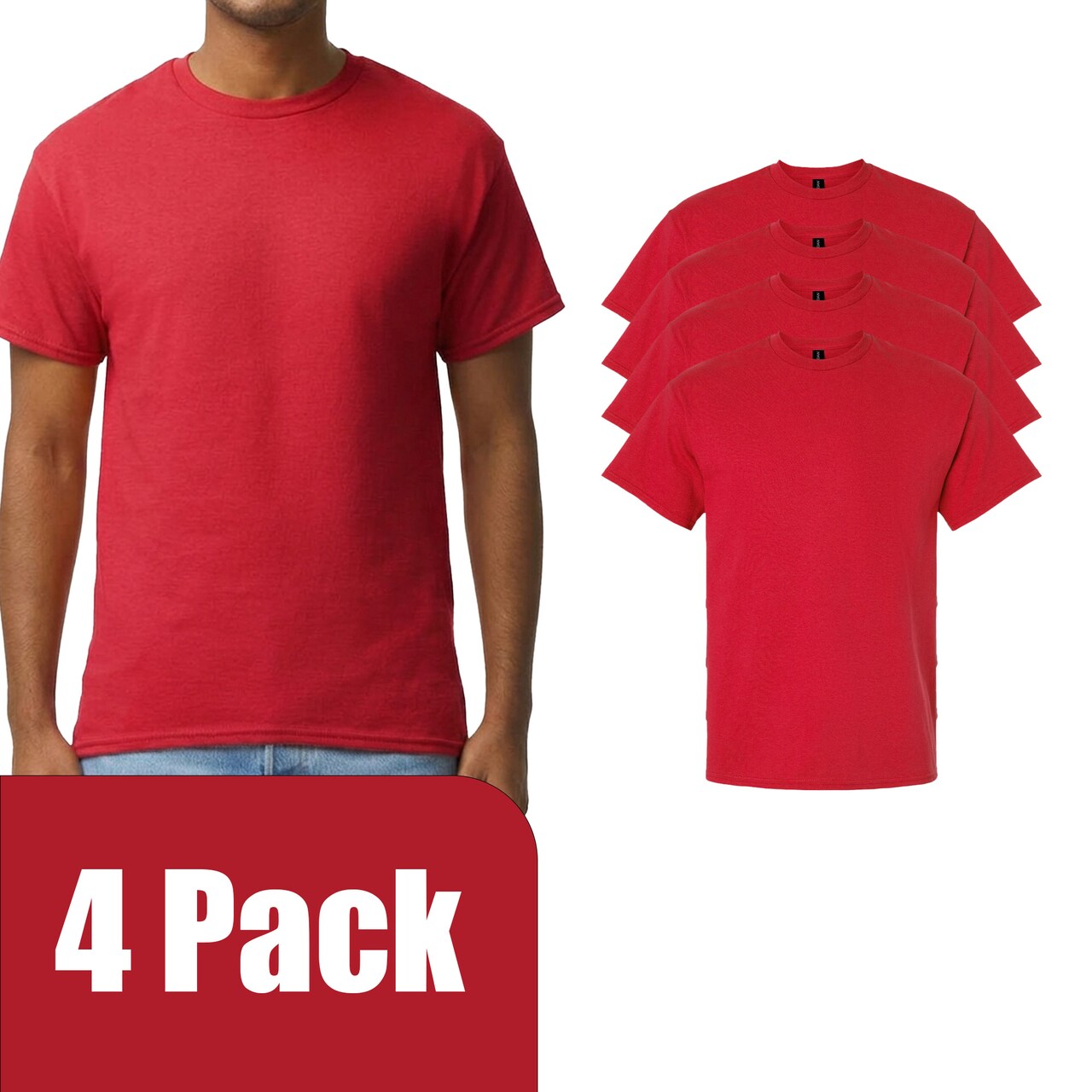 Gildan Men's Ultra Cotton Short Sleeve T-Shirt, Adult Crewneck Blank Tee for DIY Printing, Red, S–5XL